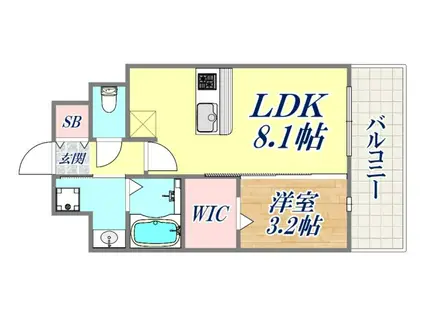 レオンコンフォート神戸山手通(1LDK/12階)の間取り写真