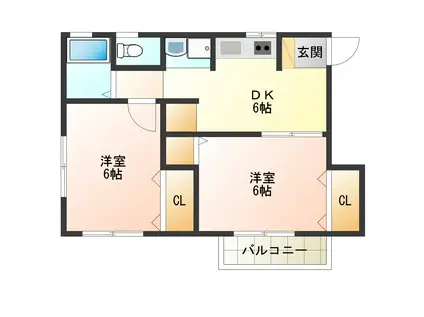 ウィステリア(2DK/2階)の間取り写真