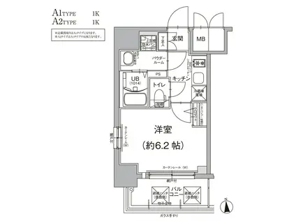 エスリード松屋町グレイス(1K/11階)の間取り写真