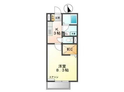 スプランドゥールB(1K/2階)の間取り写真