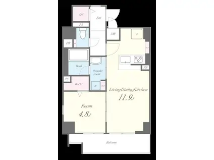 AROME梅田(1LDK/9階)の間取り写真