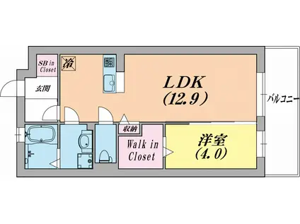 オブ・ヴィラージュ(1LDK/3階)の間取り写真