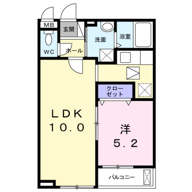 フルー リール(1LDK/2階)の間取り写真