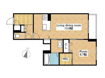 ノーブル カンズ(1LDK/1階)の間取り写真