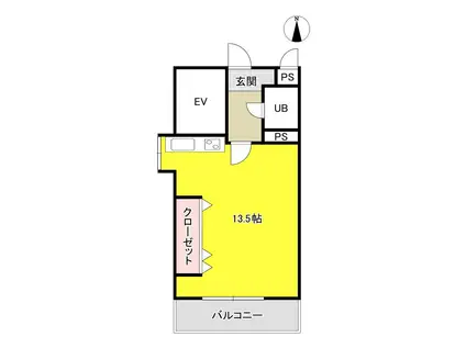 7 ユーロハイツ池下(1K/3階)の間取り写真