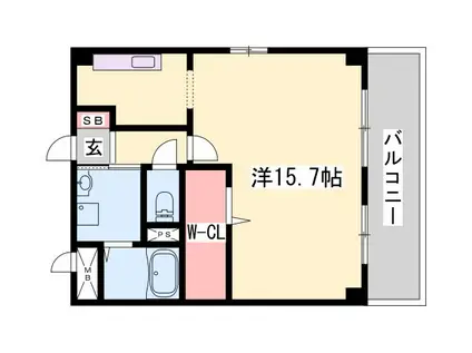 カーサビアンカ飾磨(ワンルーム/2階)の間取り写真