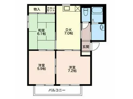 スカイコート(3DK/1階)の間取り写真