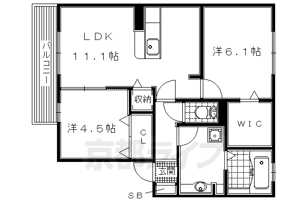 PREMIER藤阪(2LDK/1階)の間取り写真