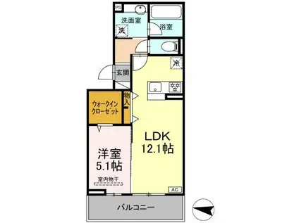 HABITAT YOSHINO(1LDK/2階)の間取り写真