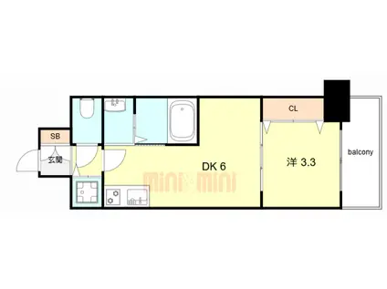 エスタート塚本(1DK/6階)の間取り写真