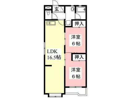 パークハイツ(2LDK/2階)の間取り写真