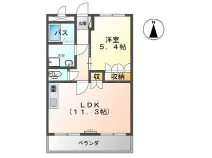 サンタプレイスII(1LDK/2階)の間取り写真