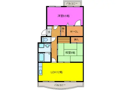 サンステージ(2LDK/1階)の間取り写真