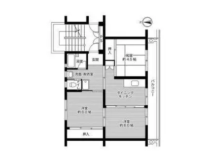 ビレッジハウス松園2号棟(3DK/4階)の間取り写真
