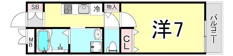 リブレメゾン香櫨園(1K/1階)の間取り写真
