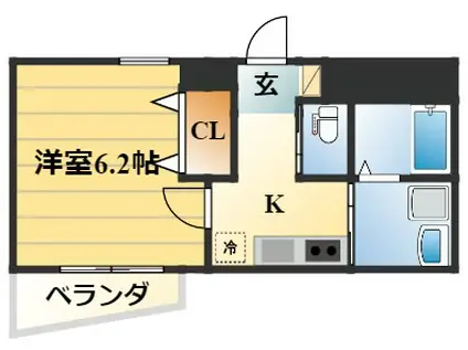 ウエスト桂川(1K/6階)の間取り写真