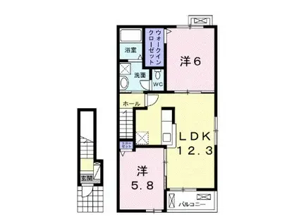 ＪＲ山陽本線 金光駅 徒歩21分 2階建 築7年(2LDK/2階)の間取り写真