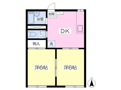 ベアーフィールドA(2DK/1階)の間取り写真