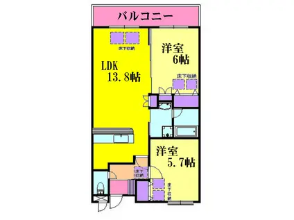 シェレザンジュ(2LDK/3階)の間取り写真