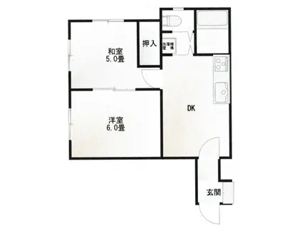 ホワイトウイング狭間II(2DK/1階)の間取り写真