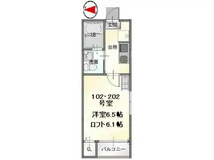 STAGE福沢町(1K/2階)の間取り写真