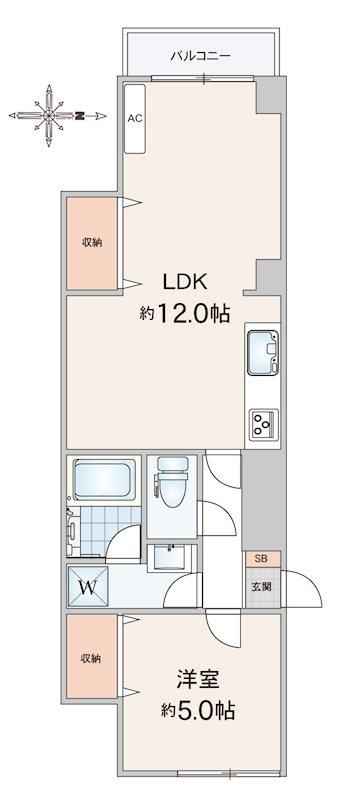 アーバンステージ中央本町(1LDK/3階)の間取り写真