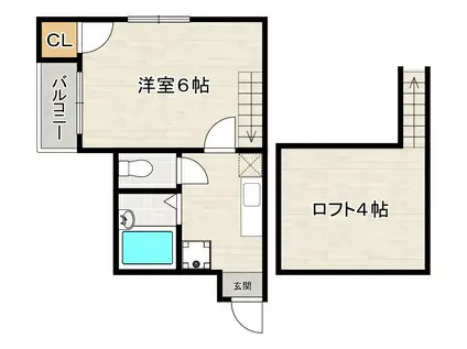 スルー・ヴァリI(1K/2階)の間取り写真