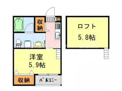 グランクレール(1K/1階)の間取り写真