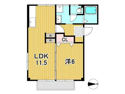 大みか祥栄マンション(1LDK/1階)の間取り写真