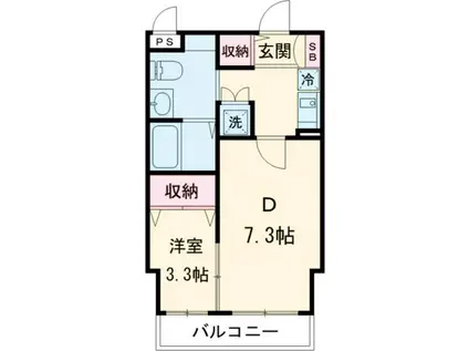 ゴールドライフマンション宇都宮(1DK/4階)の間取り写真