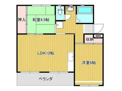 スカイコートあけの(2LDK/4階)の間取り写真