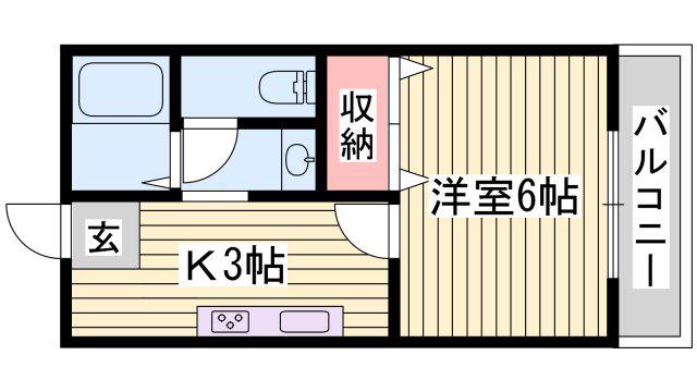 ＪＲ姫新線 余部駅 徒歩22分 2階建 築31年(1K/2階)の間取り写真