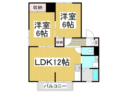 サンライフ笹賀A(2LDK/2階)の間取り写真