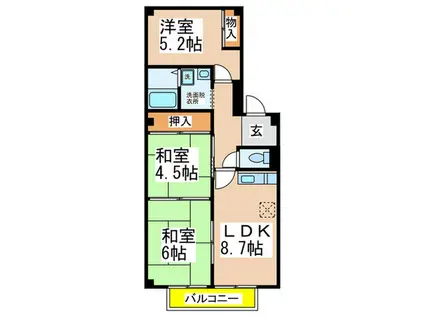 新栄プロパティ小山II(3LDK/1階)の間取り写真