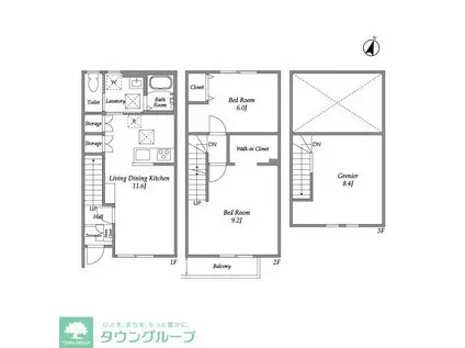 ソレイユ B棟(2LDK/1階)の間取り写真