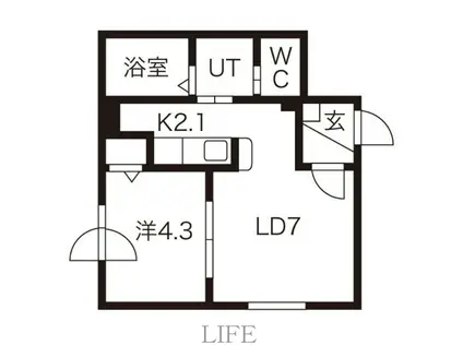 プリリア平岸(1LDK/3階)の間取り写真