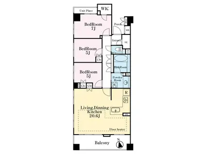 プラウド蘆花公園(3LDK/1階)の間取り写真