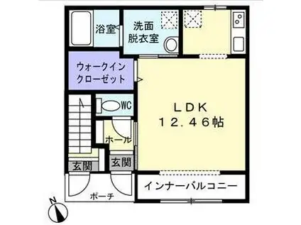 AS大河原(1K/1階)の間取り写真