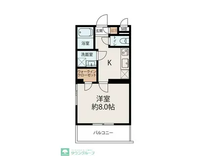 ロイヤルブルーム川越(1K/1階)の間取り写真