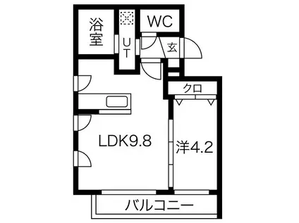 CITY RESIDENCE新道東(1LDK/4階)の間取り写真