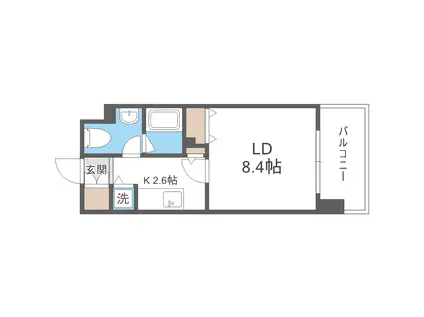 レジディア北3条(1K/2階)の間取り写真