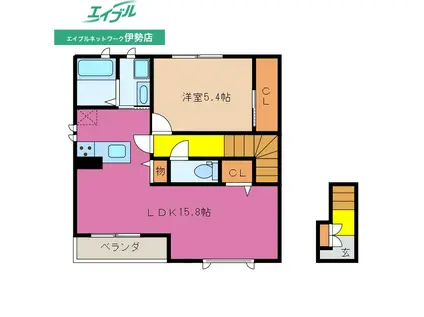 クラウンエステート倭(1LDK/2階)の間取り写真