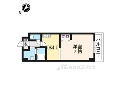 エス・キュート京都下鴨東(1DK/2階)の間取り写真