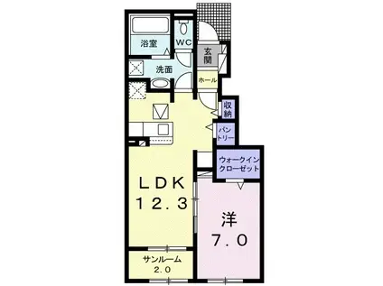 グレースコート カネコ(1LDK/1階)の間取り写真