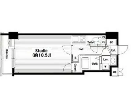 ガーラ元浅草(1K/8階)の間取り写真