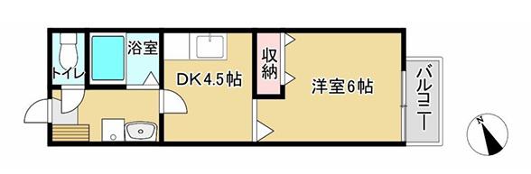 アーバンコスモ(1DK/2階)の間取り写真