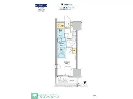 プラウドフラット四谷三丁目(1K/8階)の間取り写真