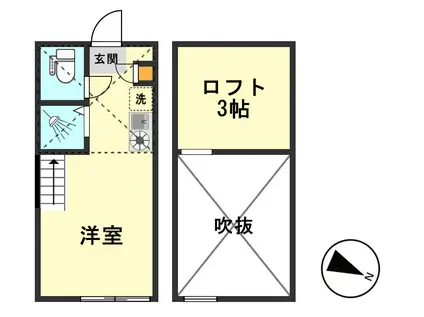 ハーモニーテラス西小岩V(ワンルーム/2階)の間取り写真