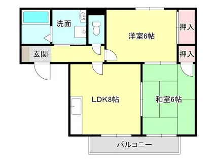 メゾンエルドラド(2DK/1階)の間取り写真