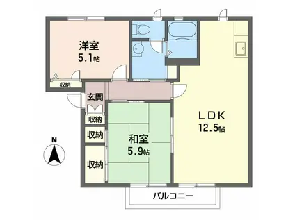 セントポーリアA棟(2LDK/2階)の間取り写真
